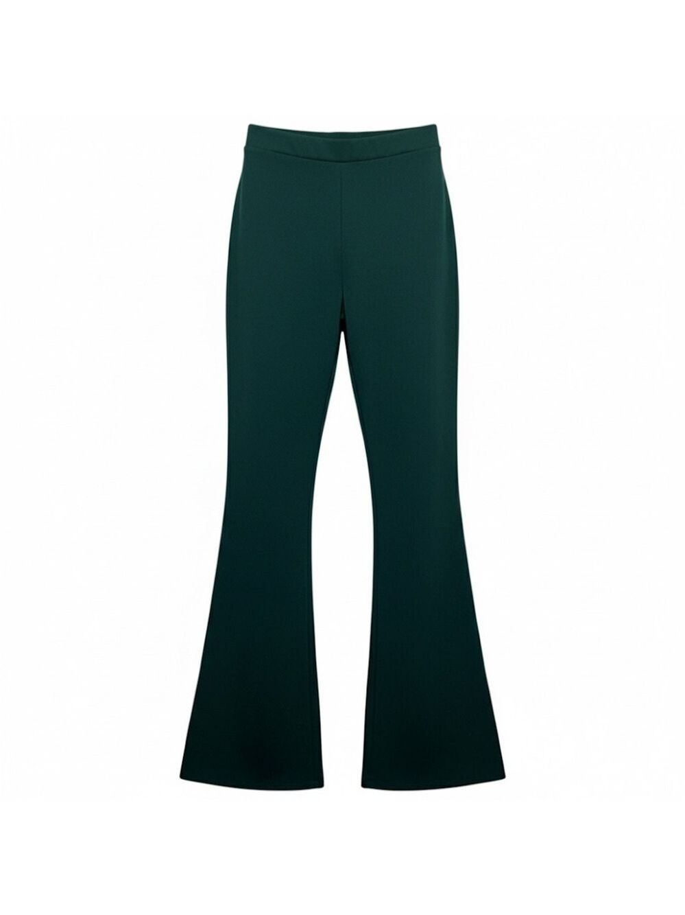 Boutique Dark Forest Green Flared Pants Small | High-Rise Stretch Trousers